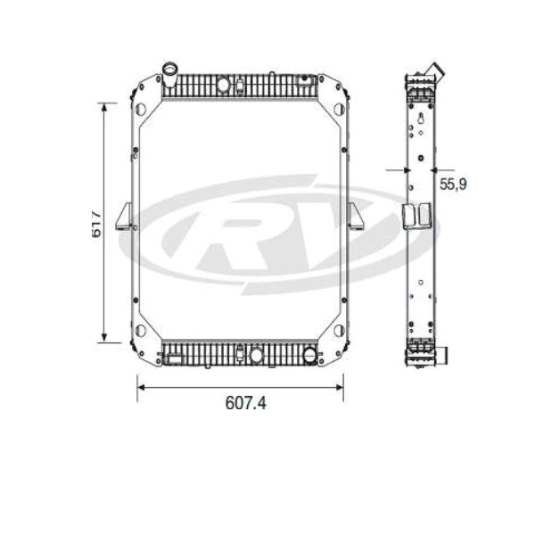 RADIADOR DE AGUA 2F.T/PLASTICO C/LATERALES OM904/924 OF1418/1722